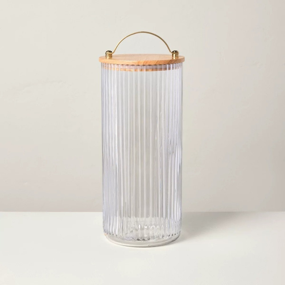 80oz Fluted Glass Storage Canister with Wood Lid - Hearth & Hand Magnolia Target